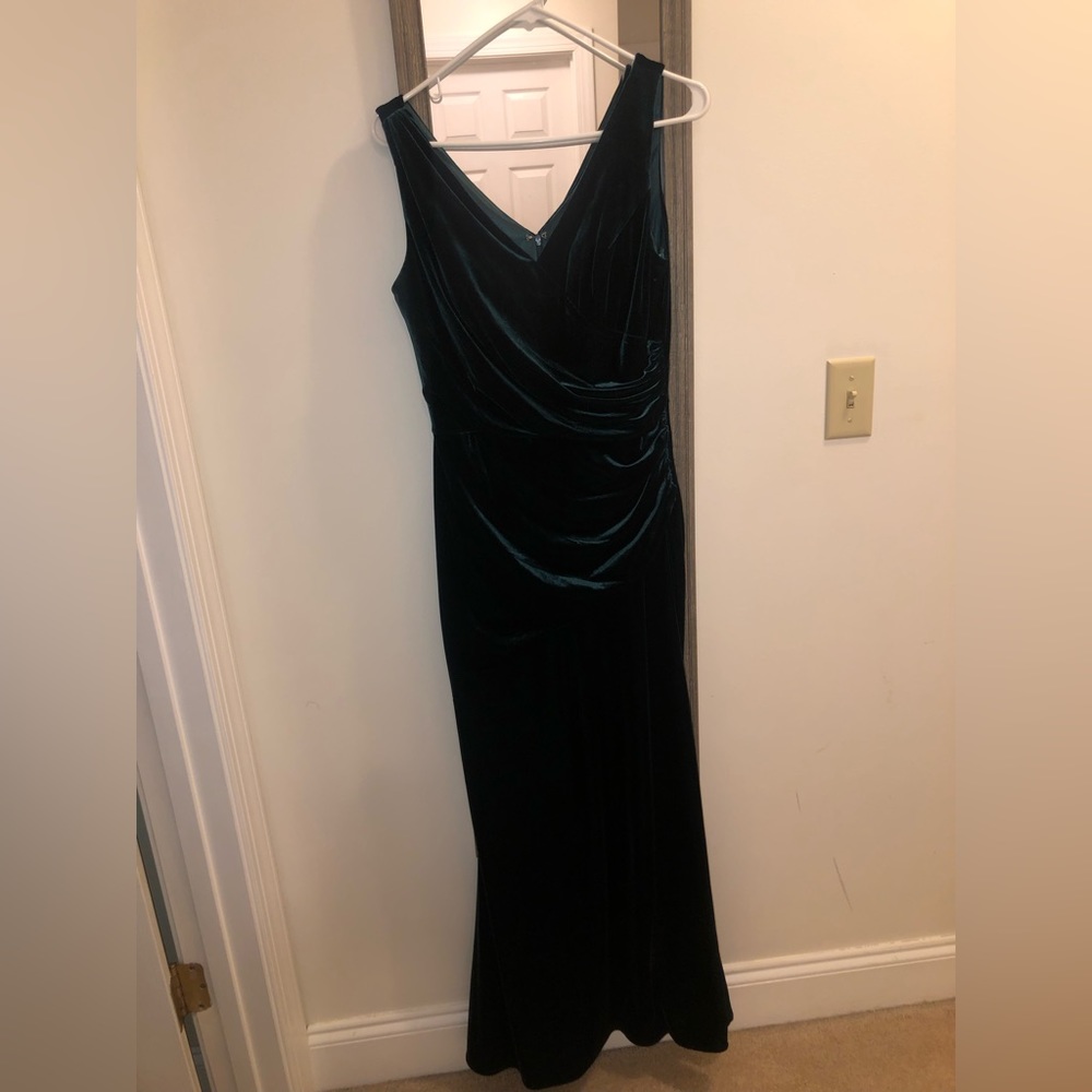 Dawson velvet Revelry classic emerald bridesmaid dress